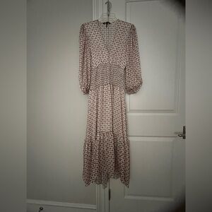 Maje Red and White Midi Dress